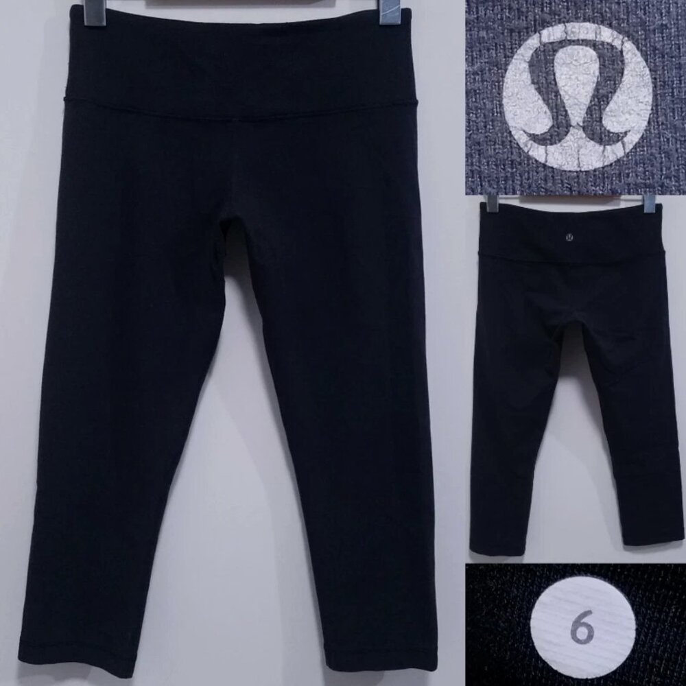 Lululemon Wunder Under Crop Leggings 6 Small Woman's Pants Skinny Black